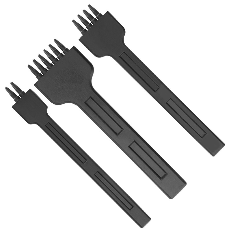 3Pcs 4mm Spacing Prong Chisel Black Alloy Steel 2/4/6 Teeth