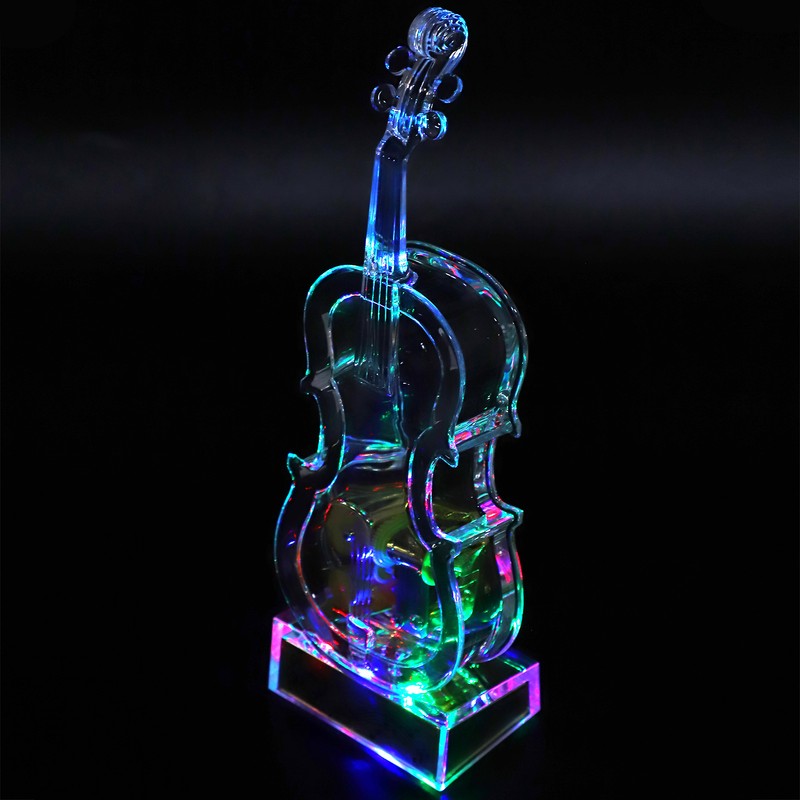Cello Shaped Music Box with LED Lights Transparent Musical Box