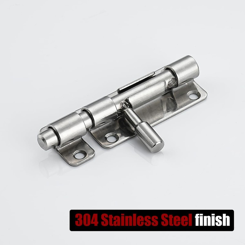 JQK Door Latch Lock Barrel Bolt 4 Inch, 304 Stainless