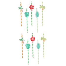 Gatuida 100pcs Hawaii Plants Animal Paper Colorful Tropical Party Supplies for Drinks Lightweight for Juice Celebrations