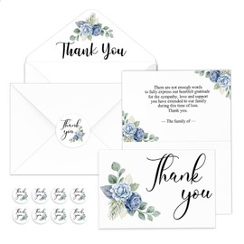 Marspark 25 Pack Thank You Sympathy Cards Funeral Thank You Cards with Envelopes and Message Memorial Card with Sticker Bereavement Card for Family Friends Loved Ones Celebration of Life (Floral)
