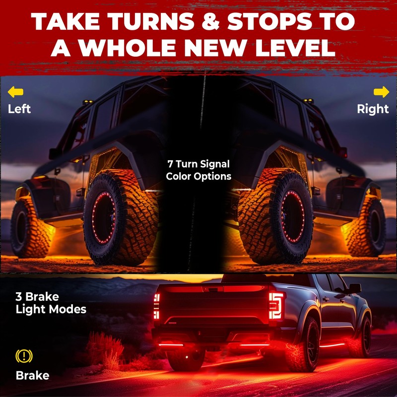 4 Pods Five Sided RGB Rock Lights for Trucks Jeep