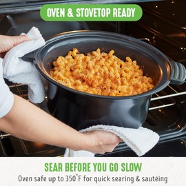 GreenLife 6QT Slow Cooker, Non-Toxic Ceramic Nonstick Removable Interior Bowl, Programmable, Family Friendly, Keep Warm, Stovetop & Oven Safe, Dishwasher Safe Parts, Timer, Glass Lid, Periwinkle