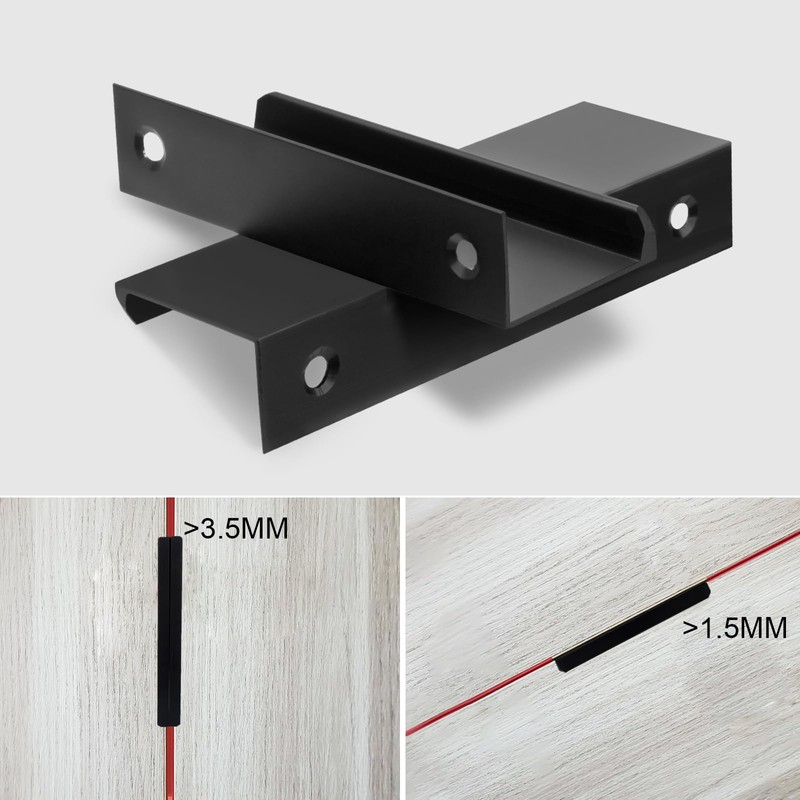 Heveer Black Furniture Handles, 80 mm, Hidden Cabinet Handles, Kitchen