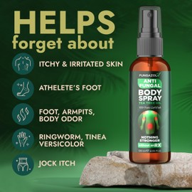 Body Spray with Tea Tree Oil | Fast-Absorbing Antifungal Treatment for Jock Itch, Athlete’s Foot, Ringworm & Nail Fungus | Soothes Itching, Burning & Scaling | Relieves Irritated Skin | 120ml