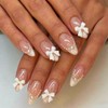 Xenophoer White French Tip Almond Medium Fake Nails with White