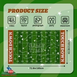 Football Birthday Banner Backdrop for Party Photography, 73x43 Inch Football Field Sports Photo Background Decor