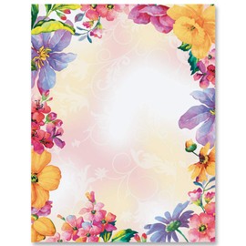 Paperdirect Brilliantly Intense Flower Bouquet Spring Invite Special Event Theme Paper Stationery, Border Paper Letterhead 8.5 x 11, 25 sheets, Elegant Premium Writing Paper, Decorative Printer Paper