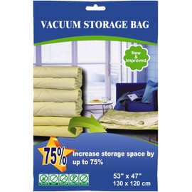 50 Pack Industrial Grade Extra Jumbo Double Seal Waterproof Vacuum Storage Bags 52"x47" (130x120cm) Reduces Size by up to 80% (The Largest Bags Avilable)