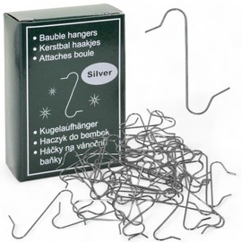 MIJOMA Ball Hanger, S-Hooks, Christmas Tree Bauble Hanger, Double Hook, Christmas Tree Decoration Helper, Practical Quick Hangers for Christmas Baubles and Decorations, 33 mm, Metal (Pack of 50,