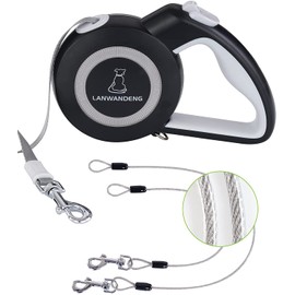 Chew Proof Retractable Dog Leash with 2 Heavy Duty Anti-Chewing Wire Ropes, 16FT Leashes 360 Tangle Free for 2 Dogs, Dual Dog Lead for Small/Medium/Large Dogs Gray