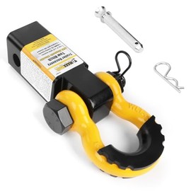 MaxxHaul 51007 15,000 lb Capacity Hitch Mount Trailer Recovery Shackle Tow Hitch with Magnetic 3/4" D-Ring Shackle for 2 inch Receiver with 2 inch Solid Shank for Off-Road Operation