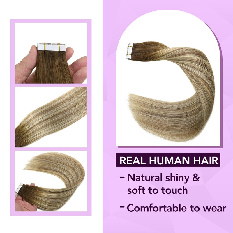 Sindra Tape-In Real Hair Extensions, Remy Tape-In Hair Extensions, Human