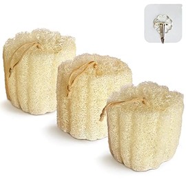 Natural Shower Loofah Sponge, Bath Exfoliating Loofa Body Scrubber, 5.5 “Soft and Easy Foaming Spa Lufa Sponges (3 Pack)