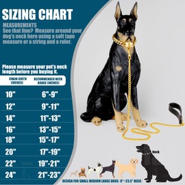 iDofas Chain Dog Collar 14mm Gold Cuban Link Dog Collar with Snap Buckle 18K Gold Plated Stainless Steel Metal Puppy Collars.(16")