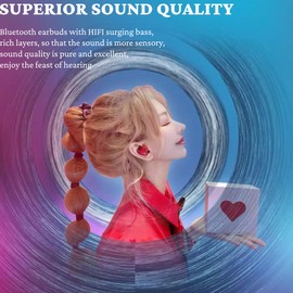 Wireless Bluetooth Earbuds, Noise Canceling Headphones with Charging Case, Stereo Stylish Heart Shaped Earphones for Gym Office School