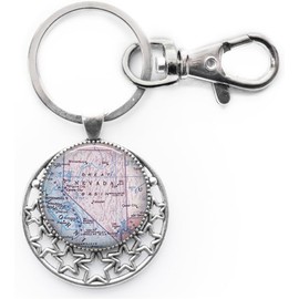 Llavero de mapa de Nevada, llavero de Nevada, llavero de mapa de Nevada, llavero de Nevada, joyería de mapas, joyería de mapas, joyería de mapa de estado, A0180