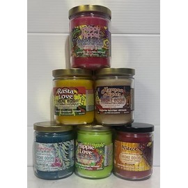 Smoke Odor Exterminator 13 oz Jar Candles Trippy Hippie, Assortment (6) Includes Rasta Love, Havana Nights, Mesmereyes, Hippie Love, Firece.