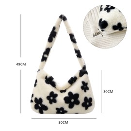 1 Piece Plush Handbag, One-shoulder Chain Bag, Fashion Women's Flower Plush One-shoulder Messenger Messenger Bag, Fluffy Bag Large Capacity, Handbag Handbag, Autumn and Winter Plush Women.