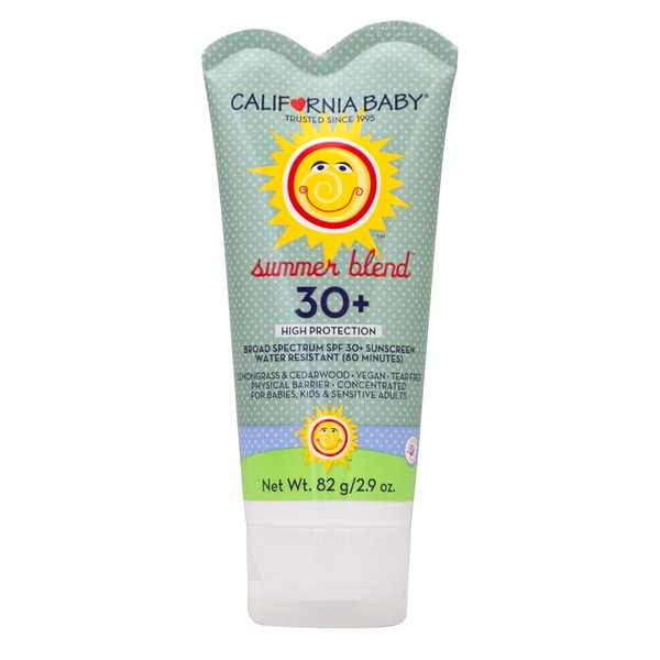California Baby Summer Blend Broad Spectrum SPF 30+ Sunscreen Lotion - for Babies, Kids & Adults, Free of Added Fragrances, Common Allergens, and Irritants, Fragrance Free, Water Resistant, 2.9oz