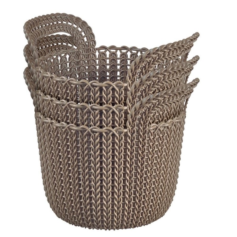 CURVER 226398 Decorative Round Plastic Knitting Basket 23 x 19