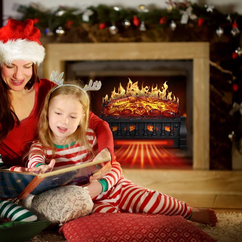 R.W.FLAME Electric Fireplace Log Set Heater 21IN, Remote Control, Flame