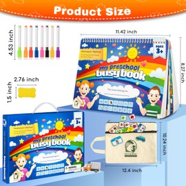 MENKRISE Montessori Busy Book | Preschool Learning Activities for Toddlers | Busy Book with 14 Themes, 15 Drawing Pages & Guided Sticker System | Fine Motor & Emotional Skills Travel Toy