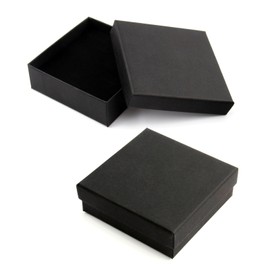 cxxtkcxxlc Set of 4 Jewellery Gift Boxes, Gift Box Jewellery 9 x 9 x 3 cm, Small Jewellery Box, Foam Jewellery Ring Box for Rings, Earrings, Necklaces and Bracelets, Black
