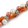 Avalaya Exquisite Faux Pearl & Shell Composite Silver Tone Link