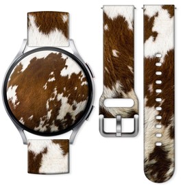 AURASWAY 20mm Silicone Sport Bands Compatible for Galaxy Watch 6/Watch 5/Galaxy Watch 4 40mm 44mm/Classic 42mm 46mm/Watch 3 41mm, Active 2 Watch Bands, Replacement Strap for Women Men(Cowhide Print)