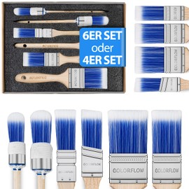 Colorflow® Paint Brush Set of 6 Pieces - Perfectly Matched Brush Set for Painters - Paint Brush without Loss of Bristles - Paint Brush for the Discerning DIY Enthusiast