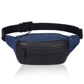 Hudson & James Bumbag Waist Fanny Pack Running Belt for Men Women Unisex Bum Bag Zipper Pockets Adjustable Belt, Waterproof Pocket for Outdoors Workout Hiking Gifts for Men Women (Navy Blue)