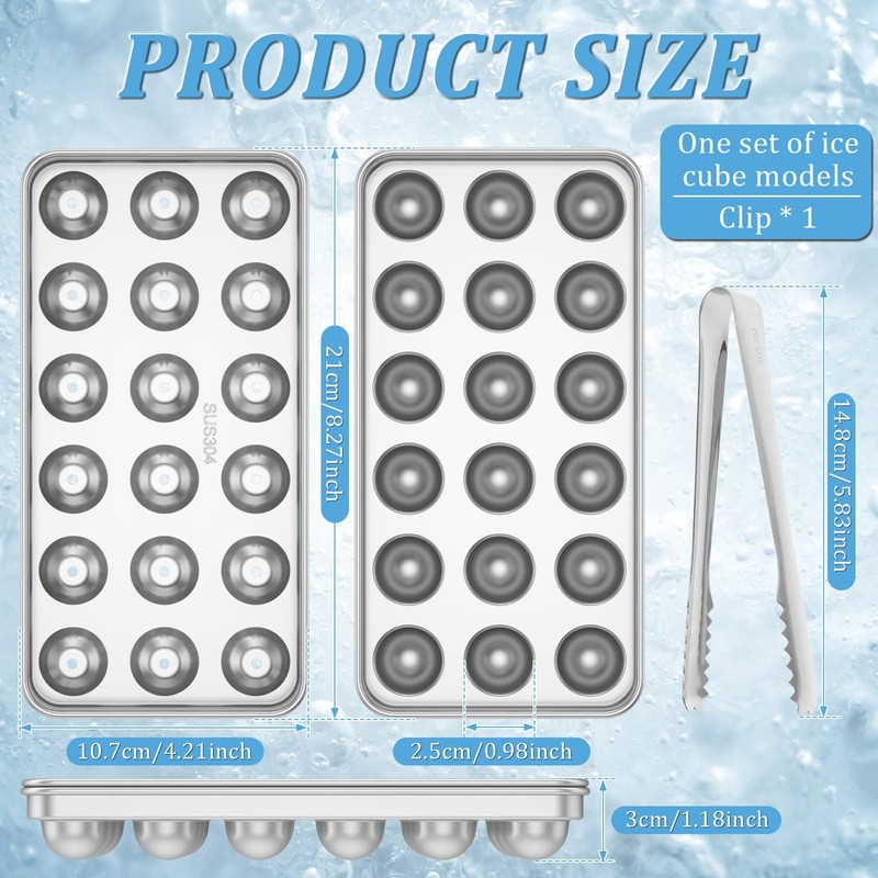 FwQoFvk Stainless Steel Round Ball Ice Maker, Rust Resistant Metal