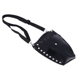 Multifunction Pockets PU Leather Rivet Scissors Bag Holster Pouch Holder Case with Waist Shoulder Belt, Black
