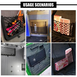 JNNJ Pack of 4 Car Storage Mesh Bag, Car Mesh Bag, Car Storage Net Bag, Car Storage Net Organiser, Car Net Bag, Bus Seat Mesh Bag, Universal (31 x 21 cm)