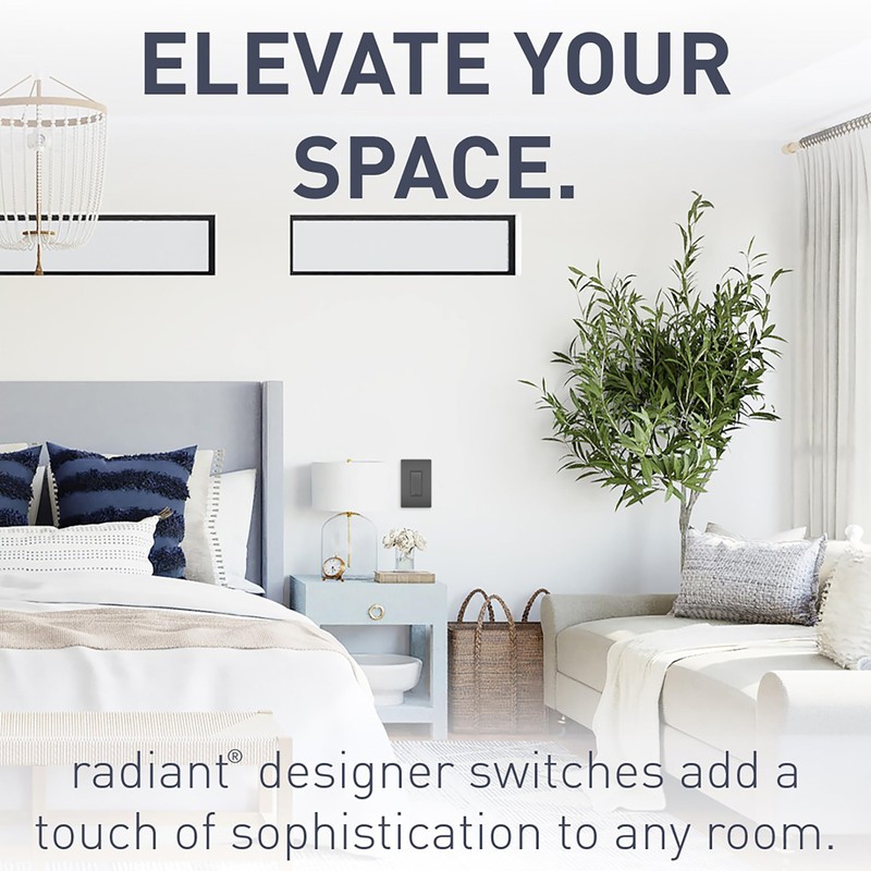 Legrand radiant TM874BKCC6 15 Amp Rocker Wall Switch, 4-Way Decorator