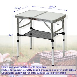 Trademark Innovations Small Folding Camp Table with Net Storage, Portable, Lightweight, Camping Folding Table, Portable Card Table