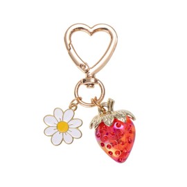 Poagoep Cute Strawberry Keychain Bag Purse Charms Heart Flower Keychain Accessories for Girls Women Gift