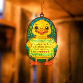 Rusaten Suncatcher Ornament Inspirational Gifts for Women Men, Positive Duck Gifts for Women, Birthday Valentine Emotional Support Gift for Teacher, Mom, Dad, Daughter, Friend, Coworker (Duck)