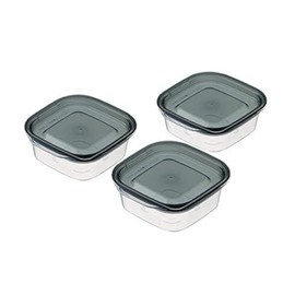 Storage Containers, Rakuchin Pack, Square Capacity, 3.4 fl oz (90 ml), Clear Black, Pack of 3