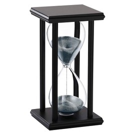 SuLiao Wood Hourglass 60 Minute, Wooden Stand Sand Timer Clock, Black Sand Watch 60 Min, Antiguo Reloj De Arena 1 Hora, Large Unique One Hour Glass Sandglass for Home Desk Office Wedding Decorative