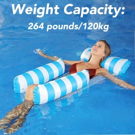 2 Pack 264 Pounds Pool Floaties For Adults, Dehsiyc Water Floaties, 4-in-1 Inflatable Pool Float Chair, Water Hammock Lounger, Swimming Recliner Floating Bed, Pool Party Toys for Vacation Fun and Rest