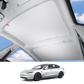 HALOBLK Non-Sagging Model 3 Sunshade Roof with Advanced Nano-Ice-Crystal Heat Insulation Coating, Foldable Roof Sun Shade with Storage Bag for 2024-2025 Model 3 Accessories