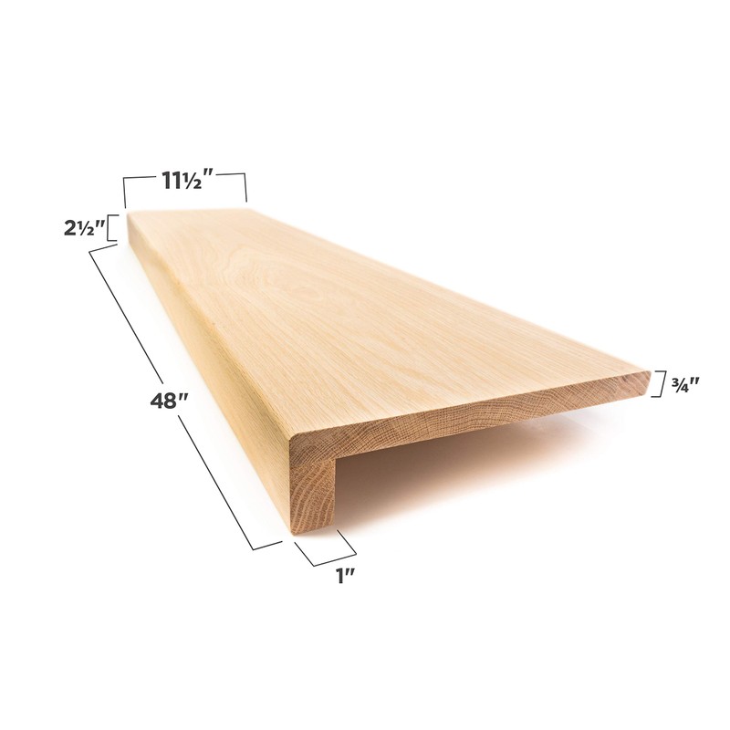 Solid Red Oak Stair Tread with Large (1 3/4") Square