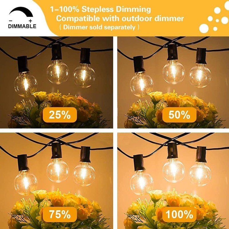 Banord 100FT G40 Globe String Lights, 2700K LED Outdoor Patio
