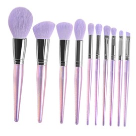 Outanaya 10pcs Amethyst Makeup Brush Set Professional Full Kit for Women Soft Hair Travel Size
