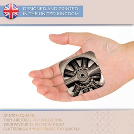 Destination Vinyl ltd Fridge Magnet - Vintage Aircraft Engine & Propeller Plane for Office, Cabinet and Whiteboard, Magnetic Stickers, 46395