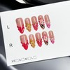 Flower Press on Nails Handmade Long Almond Muti-Layer Gel French