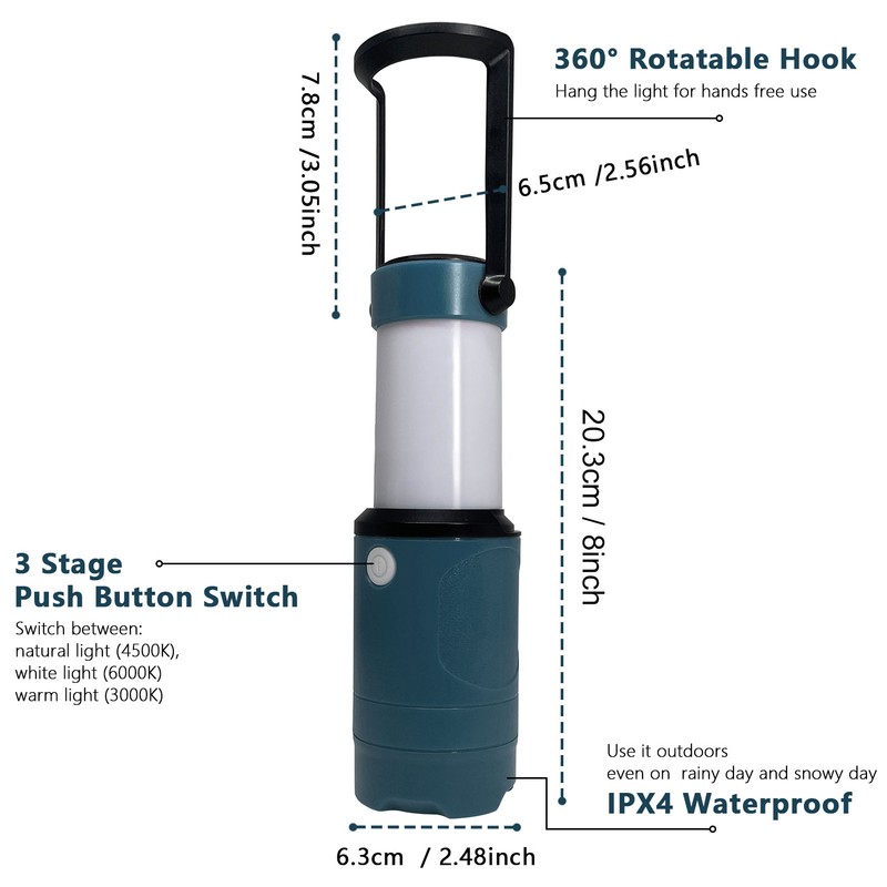 900LM LED Camping Lantern Battery Powered IPX4 Waterproof Lithium Battery