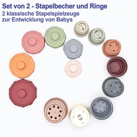 AESTEMON Baby Toy from 6 Months, Stacking Tower Stacking Cup Montessori Toy from 1 Year, Motor Skills Toy, Baby Toy 6 8 9 Months 1 2 3 Years Boys & Girls Gift